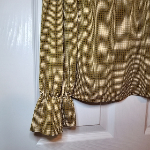 Adrianna Papell Career Long Sleeve Micro Plaid Checkered Blouse Top, Size Medium - Picture 2 of 10